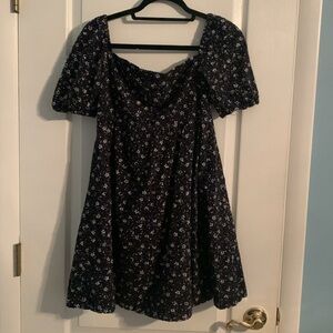 Maeve blue floral dress with puff sleeves
